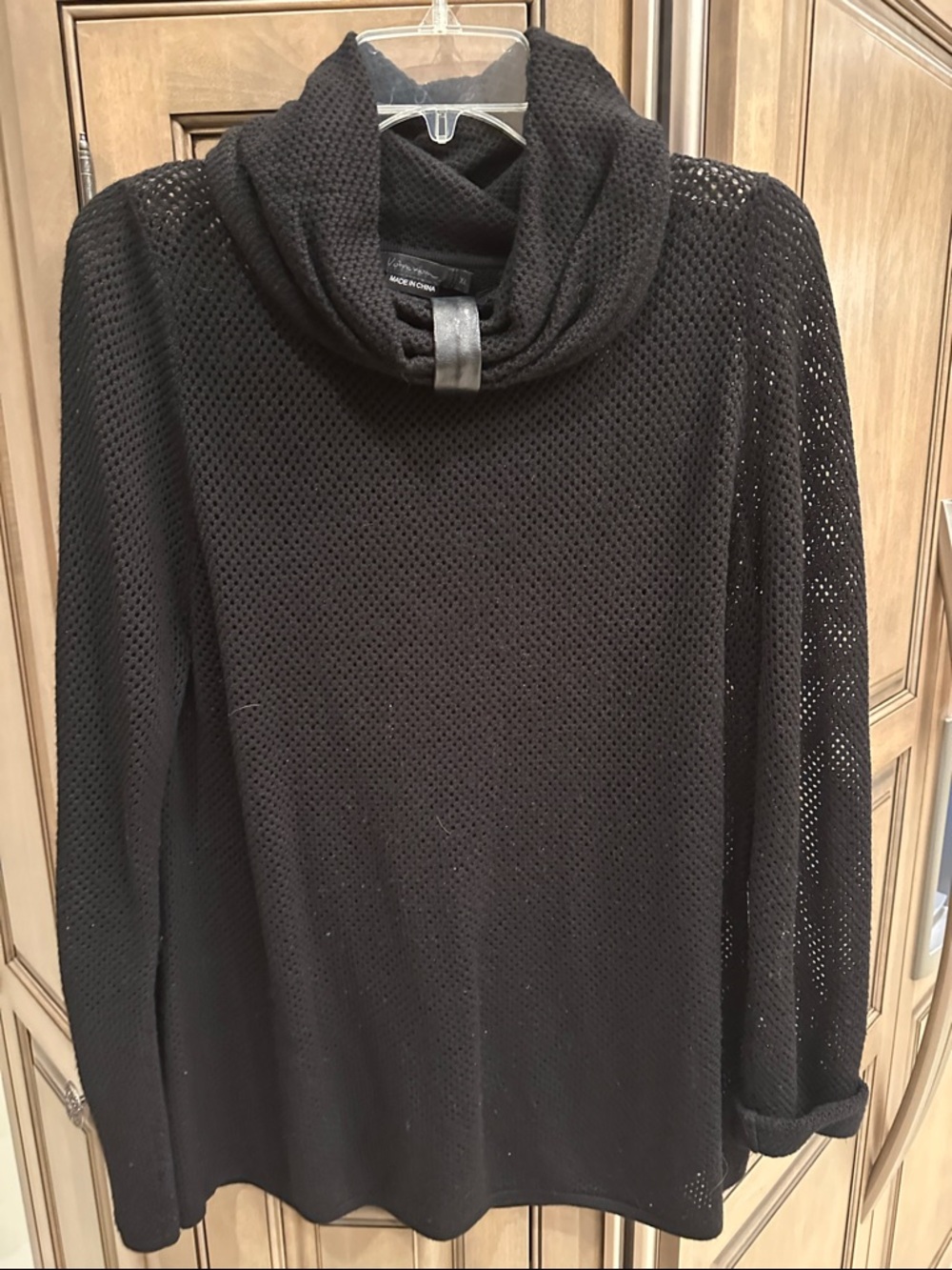 Votre Nom Black Open-Knit Cowl Neck Sweater